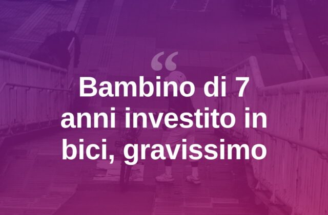 Bimbo di 7 anni investito in bici a Torino, è gravissimo