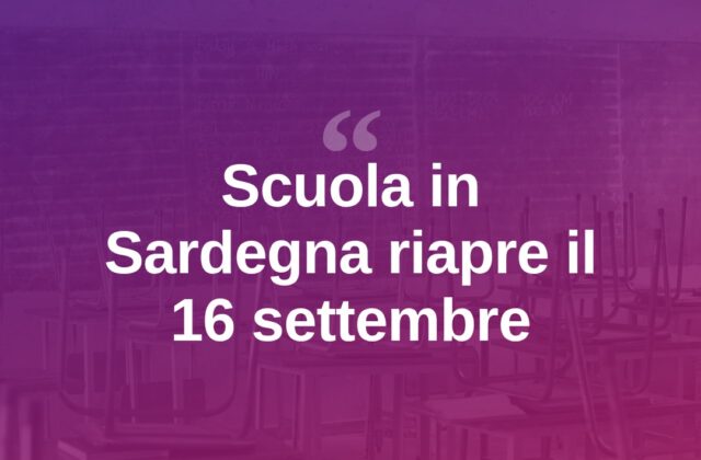 Scuola, in Sardegna si torna in classe il 16 settembre